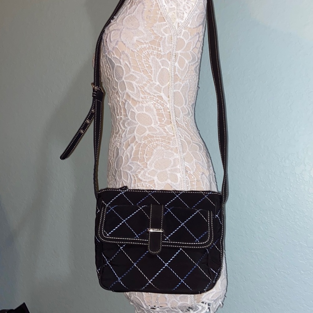 Vera Bradley Berkeley Black Microfiber Diamond Stitched Crossbody Bag